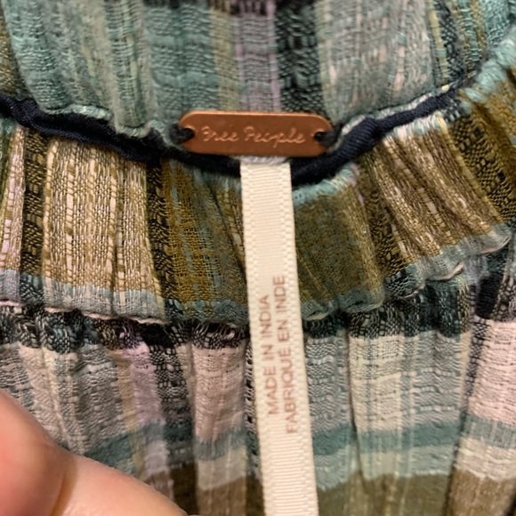 Free People Teagan Blouse with volume sleeves in plaid blue - Picture 4 of 4